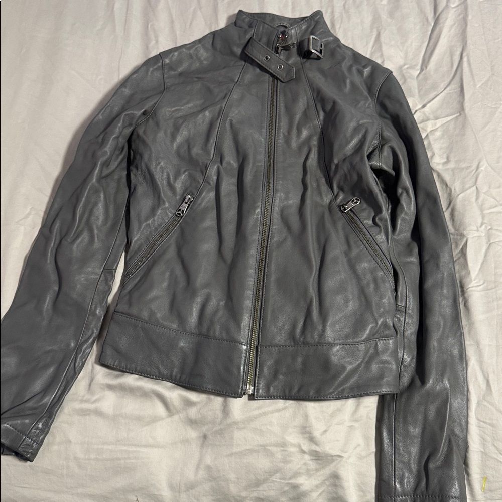 Stylish Gray Leather Jacket